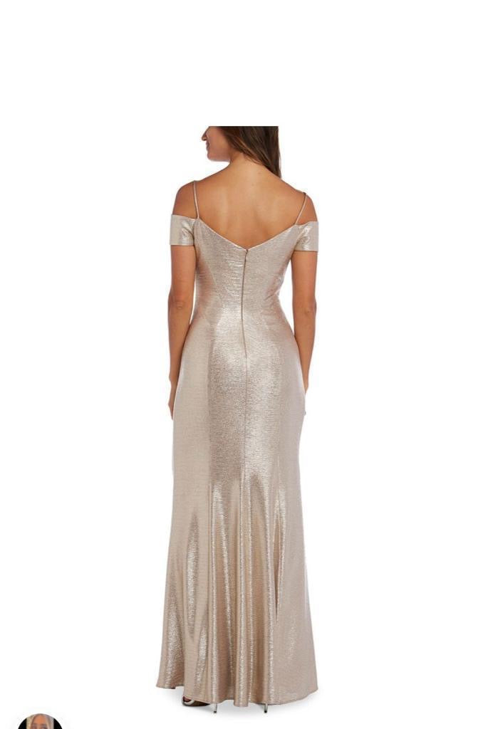 Women's Off-Shoulder Metallic Gown – Gold, Size 6