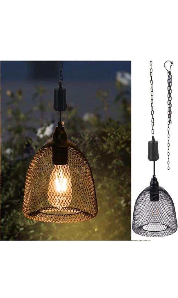 Lámpara colgante industrial de malla – Lámpara colgante de jaula de metal negra