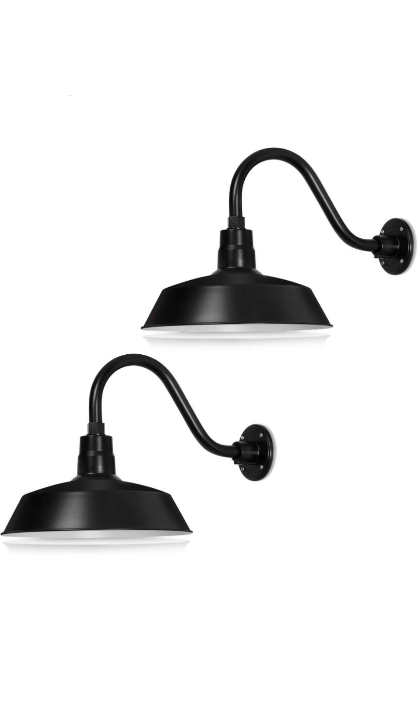 Gooseneck Barn Light Fixtures – Black Outdoor Wall Sconce (Set of 2)