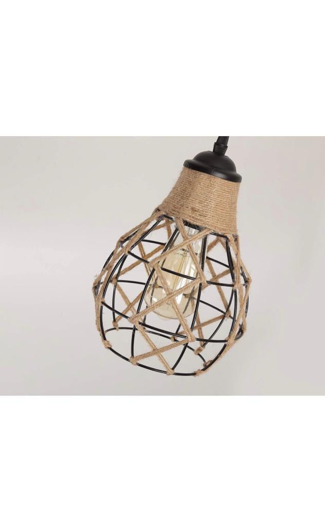 Rustic Twine Hanging Pendant Light – Woven Cage Design