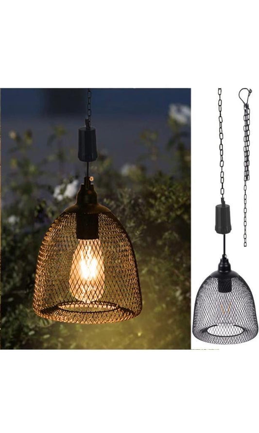 Industrial Mesh Pendant Light – Black Metal Cage Hanging Lamp