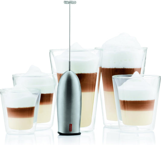 Bodum Schiuma Electric Milk Frother – Stainless Steel Handheld Foam Maker