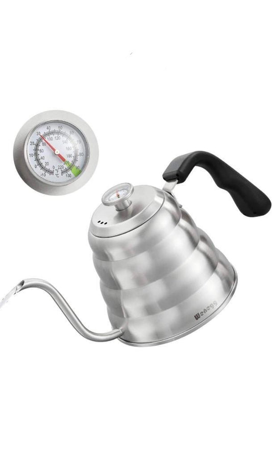 Stainless Steel Gooseneck Kettle with Thermometer – 1.0L Pour Over Coffee & Tea Kettle