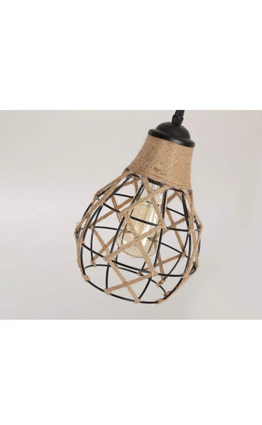 Rustic Twine Hanging Pendant Light – Woven Cage Design